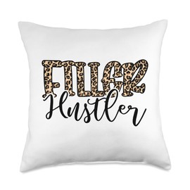 Filler Hustler Med Spa Pun & Dermal Lip Filler Hustler Leopard Lip Filler Nurse Injector Throw Pillow, 18x18, Multicolor