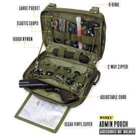 WYNEX Tactical Molle Admin Pouch of Laser Cut Design, Utility Pouches Molle Attachment Medical EMT Organizer with Map Pocket Tool Holder UK Flag Patch Included