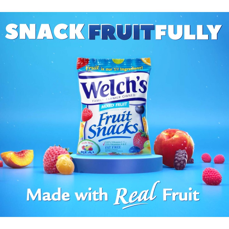 Welch's Fruit Snacks, Mixed Fruit, Gluten Free, Bulk Pack, 0.9