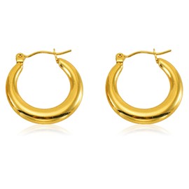 Thick Gold Hoop Earrings for Women Trendy 18k Gold Filled Hoop Earrings Big Chunky Huggie Hoops Earrings Dainty Gold Jewelry Gift for Girls