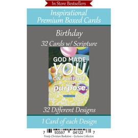 Birthday (No Repeated Cards) 32 Design Christian/Religious Greeting Card #2 Assortment ~ Scripture in every card