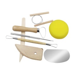 Cluoling Ceramic Tools Clay Carving Tools, Set of 8, Wooden Shaver, Sponge, Needle, Modeling Tool, Figure Making, Clay Making Tools, DIY Handmade Carving, Modeling Spatula, Multifunctional, Ceramics, Crafts, Sculpture, Carving, Hobby, Tool, Easy for Begi