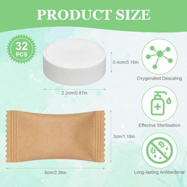 HOTUT Water Bottle Cleaning Tablets, 32 Pcs Citric Kettle Descaler Tablets, Removes Tough Stains and Odors, Reservoir Cleaning Tablets for Cleansing Plastic Bottles, Flasks, Cafetieres and Teapots