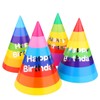 Rainbow Cone Party Hats for Kids & Adults - 12