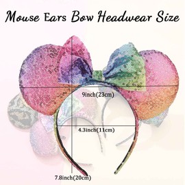 Tgirls Christmas Mouse Ears Headband Shinny Bow Hair Hoop Snowflake Sequins Ears Mouse Headwear for Women Girls Costume Party Birthday Hair Accressories (F)