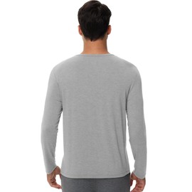 WiWi Viscose from Bamboo Men's Long Sleeve Tees Sun Protection Athletic Crew Neck Shirts for Pajamas S-XXL, Heather Grey, Large