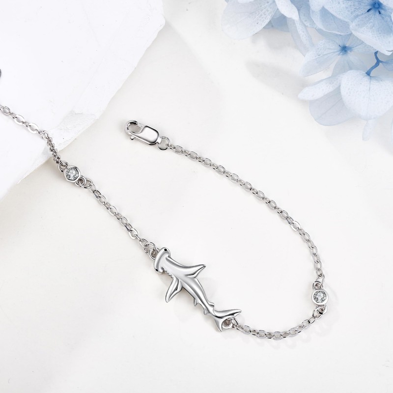 YAFEINI Hammerhead Shark Bracelet 925 Sterling Silver Shark Bracelet Jewelry