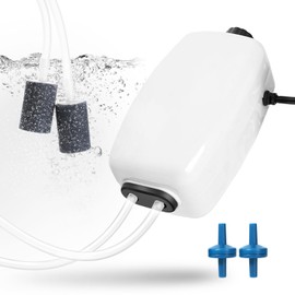 AQUANEAT Aquarium Air Pump, 150 Gals Fish Tank Air Bubbler, Adjustable Dual-Outlet Hydroponic Oxygen Aerator with Stones, Airline Tubing, Check Valves