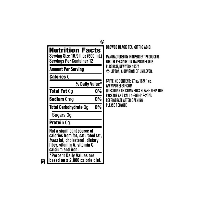 Pure Leaf Unsweetened Iced Tea, Real Brewed Black Tea, 16.9