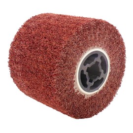 NuoDunco Burnishing Machine Polishing Drawing Wheel, Nylon Wire Drawing Polishing Brush Drum Burnishing Cross Rubber Core 80 Grit