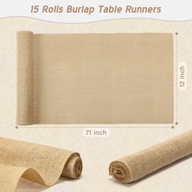15 Pack Burlap Table Runners 12 x 71 Inches Farmhouse Khaki Jute Thanksgiving Day Table Runner Rustic Country Wedding Burlap Table Runners Birthday Engagement Kitchen Dining Table Decorations (Rustic)
