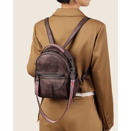 FADEON Mini Backpack Purse for Women, Designer Leather Cute Roomly Small Backpacks, Ladies Shoulder Backpack Fashion Handbag