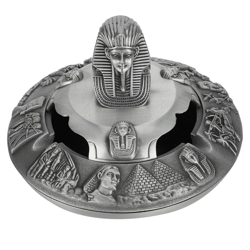 Metal Ashtray with Cover Retro Zinc Alloy Crafts Innovative Ornaments