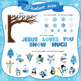 Zonon 114 Pcs Winter Bulletin Board Decorations Christmas Christian Tree Bulletin Board Cutouts Religious Classroom Decoration Snowflake Snowman Cutouts for Christmas School Home Wall
