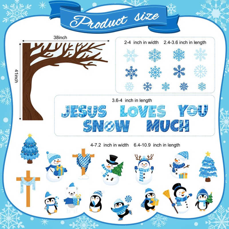 Zonon 114 Pcs Winter Bulletin Board Decorations Christmas Christian Tree