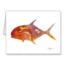 DJ Rogers Fine Art Permit Fish - Set of 10 Abstract Wildlife Note Cards With Envelopes