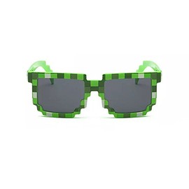 Kizrr Green 8-Bit Pixel Pixelated Retro Geeky Thug Life Gamer Sunglasses! For Adults/Kids Men Woman Boys Girls