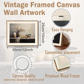 ASTRDECOR Framed Kitchen Wall Art Prints, Rustic Kitchen Farmhouse Wall Decor Living Room, Vintage Jars Still Life Oil Painting Dining Room Wall Decor, Fruits Botanical Canvas Wall Art-10''x 12''