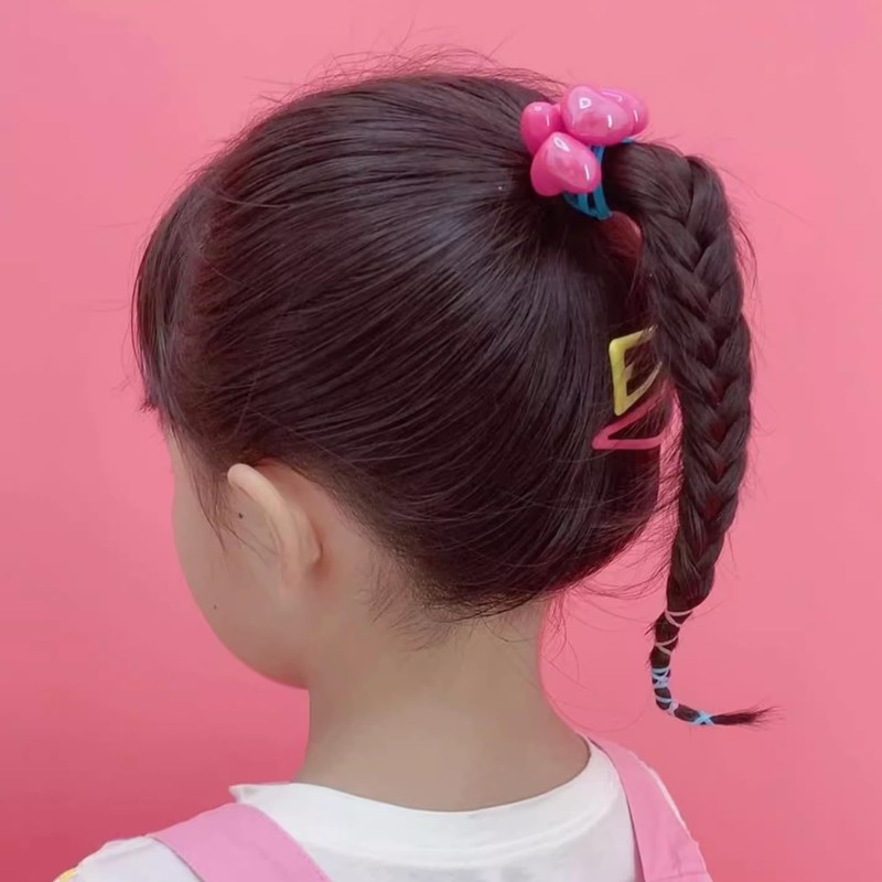 Fesanla ヘアゴム 両頭ハートゴムポニーテールホルダー ヘアアクセサリー キャンディーカラー ヘアシュシュ 髪ゴム (ダークピンク)