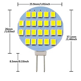 GRV G4 MR11 Bi-Pin 24-2835SMD LED Bulb Lamp 1.5W Super Bright Cool White 7000K RV Camper Under Cabinet Dome Light Dimmable DC12V Pack of 20