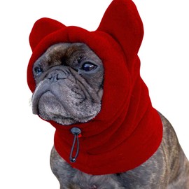 BT Bear Dog Winter Hat,Calming Dog Ears Cover Soft Warm Fleece Dog Hats Windproof Adjustable Quiet Ears for Small Dogs Medium Dogs (Red S)