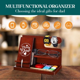 Fathers Day Dad Gifts Ideas - Gifts for Dad, Father's Day Present from Daughter Wife Son - Dad Birthday Gift, Christmas Father Gifts for Dad, Bonus Dad, Step Dad, Men - Wood Phone Docking Station