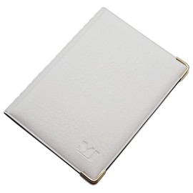 myledershop Exclusive ID card holder / ID card holder with protective corners made of metal, 4 compartments, MJ-Design-Germany, made in EU designs, Design 4 / White, Classic