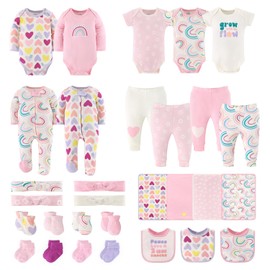 The Peanutshell Baby Layette Set for Girls, New Born Baby Essentials Must Haves, New Baby Girl Gifts 0-3 Months, 30 Pieces