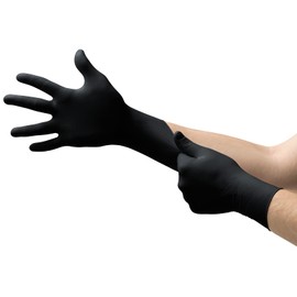 Ansell Microflex 93-732 Disposable Nitrile Gloves, Black Disposable Gloves, Disposable Work Gloves, Mechanics Gloves, Food Gloves, Tattoo Gloves, Black Gloves Large (100 Gloves)