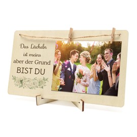 Vesberkl Hochzeitsgeschenk für frischvermählte Paare Dekorativer Bilderrahmen Bilderrahmenhalter Fotorahmen mit Klammer Holzrahmen Geschenk für Frauen Valentinstagsgeschenk 10x15