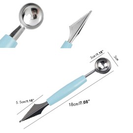 2 Pack Melon Baller Scoop,Stainless Steel Fruit Decoration Carving Knife,Melon Watermelon Cantaloupe Ice Cream Sorbet Dessert Dual Function Ball Spoon for Kitchen Tools