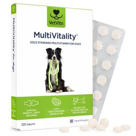Vetvits Multivitamin for Dogs (120 Tablets) | Gold Standard Multivitamin for Every Stage in Life | 18 Essential Vitamins & Minerals | Supports Every Day Health & Vitality | Beef Flavoured