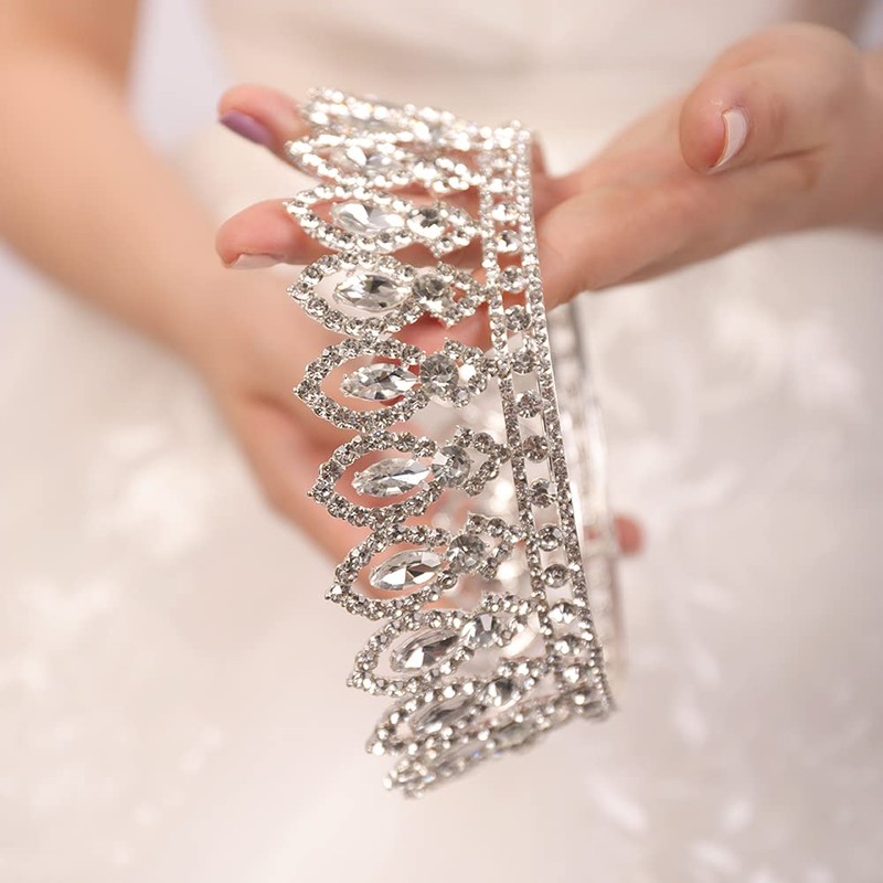 JWICOS Tiara de cristal plateado con diamantes de imitación para