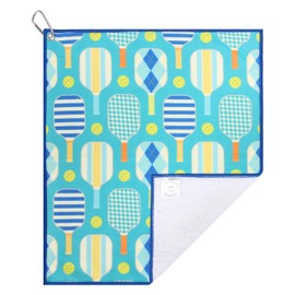 Millie Rose Pickleball Towels in Fashionable Prints - Cute 15x17 Inch Microfiber & Cotton Athletic Towels With Carabiner Clip - Accessories, Gifts (Plaid Pickle)