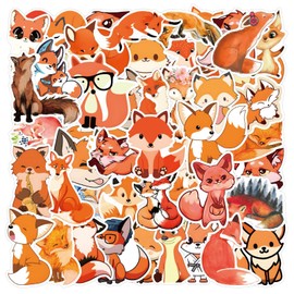 60 Packs Fox Stickers Water Bottles Laptop Phone Motorcycle Computer Guitar Skateboard Hydroflasks Fox Vinyl Sticker Waterproof Aesthetic Trendy Decals for Teens Girls Adults
