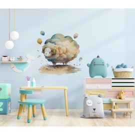 Watercolor Sheep Wall Stickers, Farm Animals Wall Decal,Vinyl Waterproof Peel Removable Self-Adhesive Wall Decor for Nursery Kids Baby Bedroom Preschool Playroom