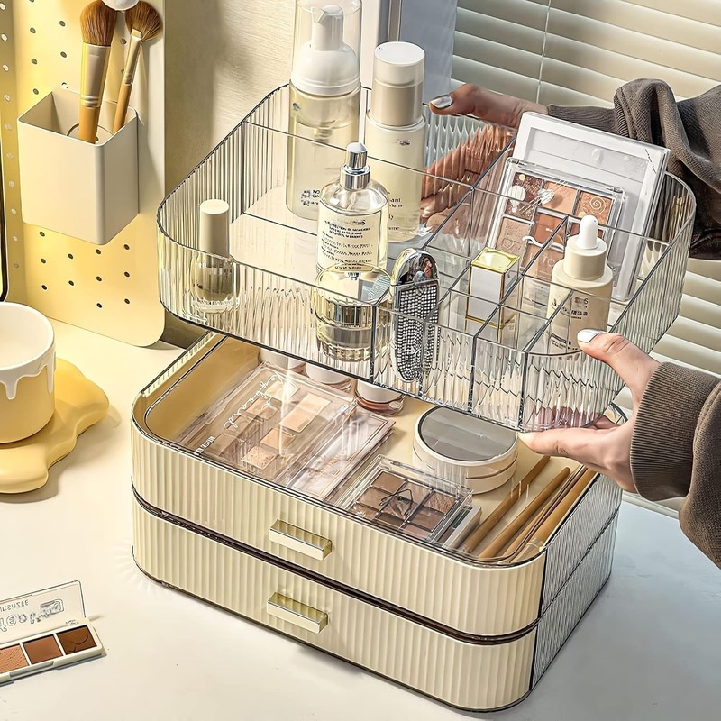 Decorcode Makeup Organizer with Stackable Drawers, Bathroom Countertop Vanity Organizers