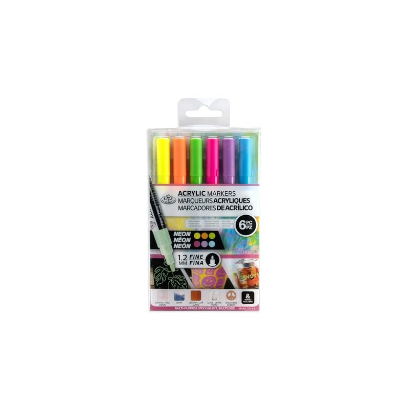 Royal & Langnickel 6pc ARTIST ACRYLIC PAINT MARKERS 1.2MM NEON