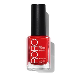 roro AHA Infused 21+ Free Nail Polish - Chip-Resistant High-Impact Nail Color Lacquer Made in the USA, Vegan/Cruelty-Free, Gluten-Free, Flamenco Dance, Candy Red, .4Fl Oz/12mL