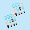 24 Pcs Press on Nails Short Almond Nail Tips,YEFIUO Blue