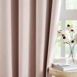 Pink Blackout Curtains 72 Inches Long for Living Room, Pale Pink Blackout Window Drapes for Bedroom Girls Nursery Thermal Insulated Linen Textured Noise Reducing Curtain Panels, Grommet Top