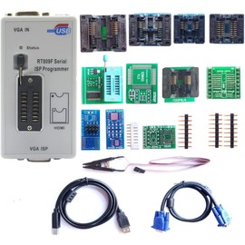 RT809F Programmer 12 Adapters IC Clip clamp Writer Reader eprom Programmer chip programm Adapter VGA LCD Programmer ICSP Board 24 25 93 serise