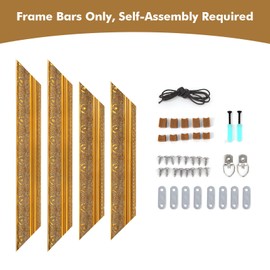 FOLKOR DIY Solid Wood Frame for 24x24 Canvas Oil Paintings, Antique Ornate Canvas Frame for Landscape Portrait, 2.4" Wide Gold Art Frame for Prints Posters (No Plexiglass & Backing Board)