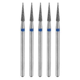 sourcing map 5pcs 120-140 Grits Diamond Grinding Bit 2.2mm Tapered Head 2.35mm Shank 10mm Length Stone Sanding Drill Bits Rotary Tool for Ceramic Glass Nails Grinding Polishing