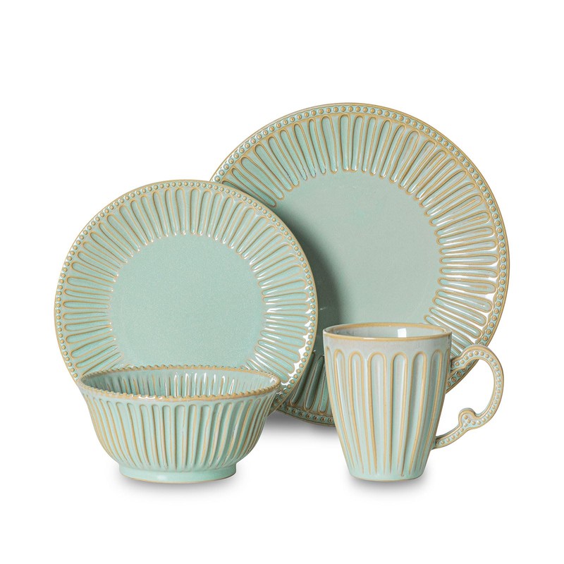 16-Piece Dinnerware Set for 4, Ceramic Plates, Bowls and Mugs,