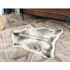 Faux Cow Print Rug Soft Animal Cow Area Rug Plush Shaggy Floor Carpet Non-Slip Mat for Home Office Living Room Bedroom 41.3x31.5in