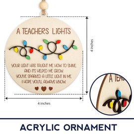 Teacher Christmas Ornaments 2025, Thank You Teacher Gifts Ornament, Best Teacher Appreciation Gifts for Women Men, Affordable Ideas for Teachers, Best Merry for Teachers Decor, a Teacher's Light
