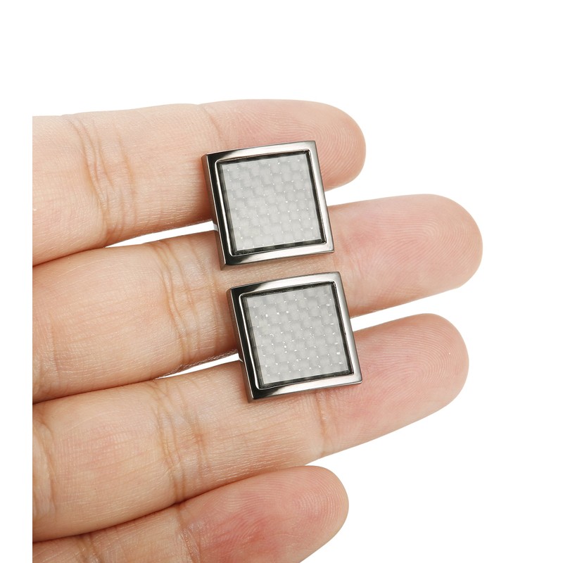 LOYALLOOK 8pcs Mens Carbon Fiber Cufflinks and Shirt Studs Set