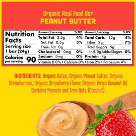 Skout Organic Peanut Butter & Jelly Real Food Bars for Kids (18 Pack) | Organic Snacks for Kids | Plant-Based Nutrition, No Refined Sugar | Vegan | Gluten, Dairy, Grain & Soy Free