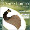 RUNATURE Nano Hair Extensions Human Hair 14 Inch 50G Balayage